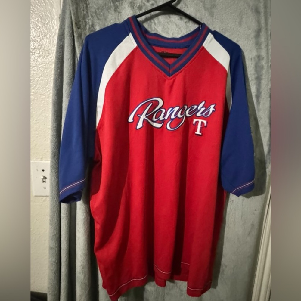 Texas Rangers Kinsler red and blue jersey